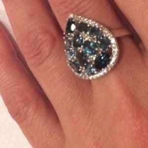 New London Blue Topaz Rhodium over Ring